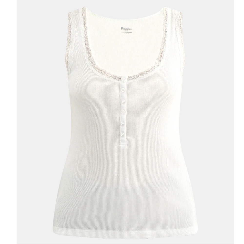 Lace Cotton Henley Tank Size XXL